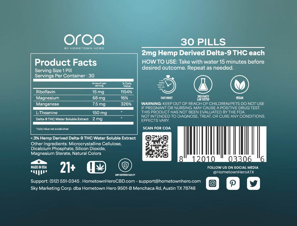 ORCA Recovery: Post-Workout THC &amp; Vitamin Blend - 30ct