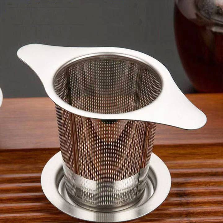 Silver Fine Mesh Tea Infuser Basket with Lid