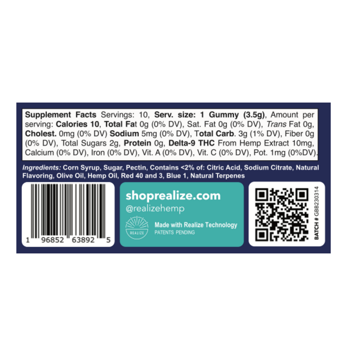 Realize – Fast-Acting 10mg THC Edibles