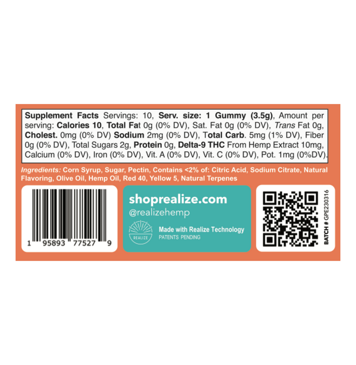 Realize – Fast-Acting 10mg THC Edibles
