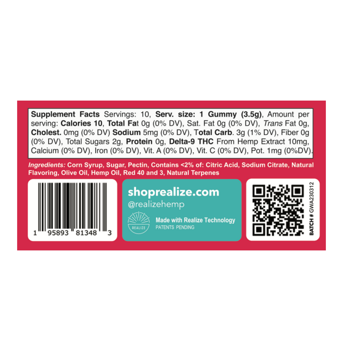 Realize – Fast-Acting 10mg THC Edibles